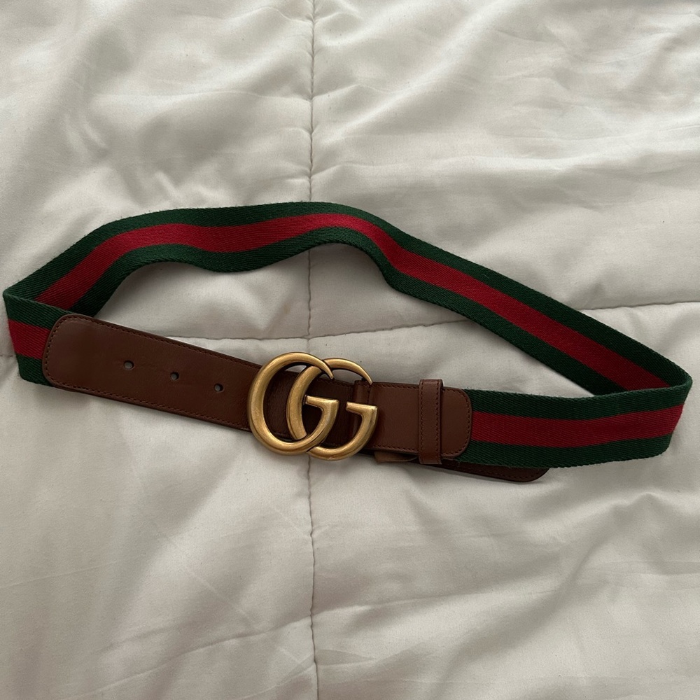Gucci Brown Leather Web GG Belt